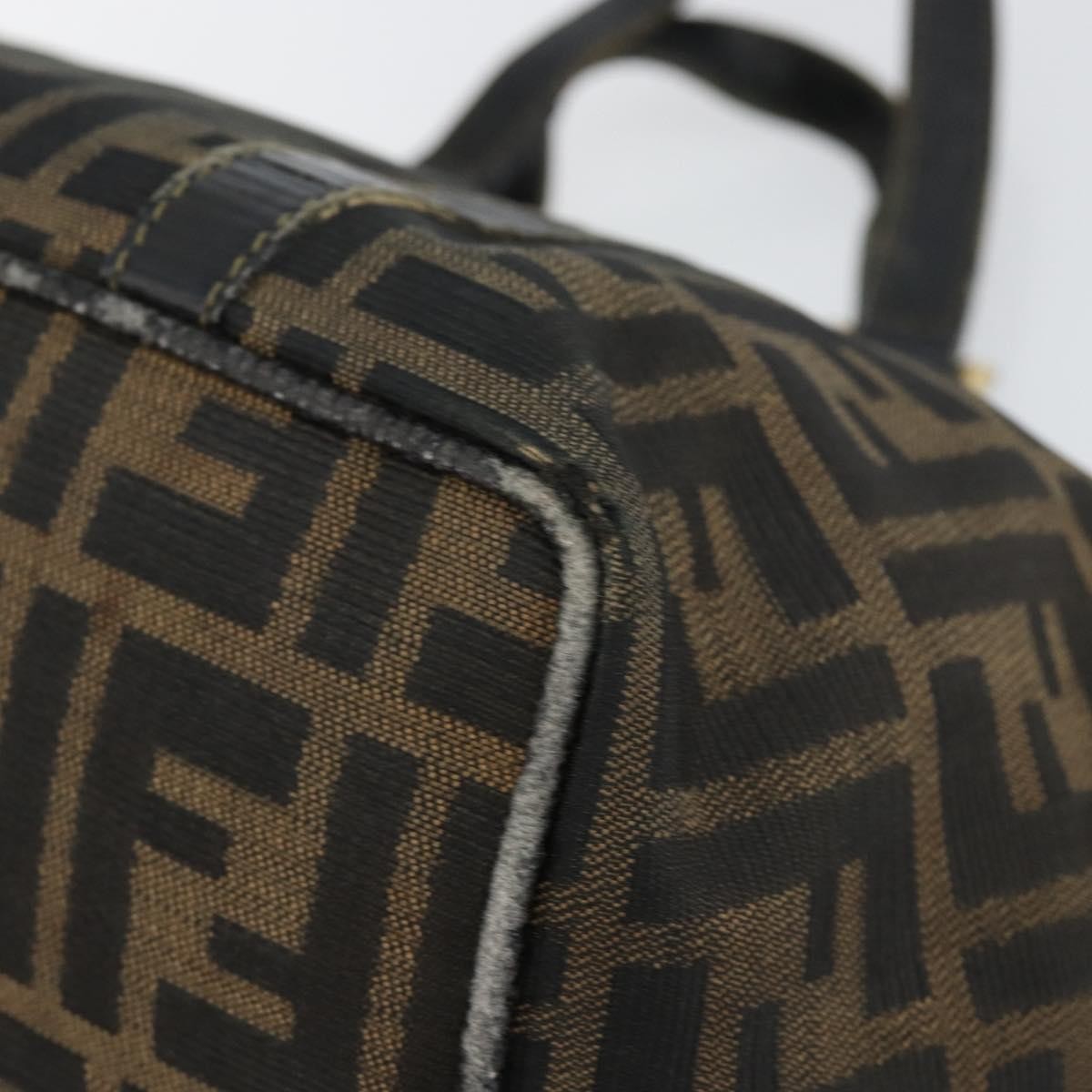 Fendi FENDI Zucca Canvas Hand Bag Brown Black gold Authentic 146809