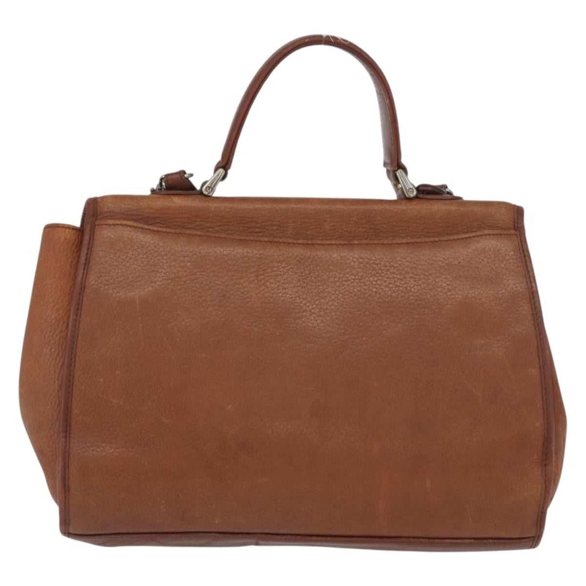 Burberrys Burberrys Nova Check Hand Bag Leather 2way Brown Gold Authentic bs33202