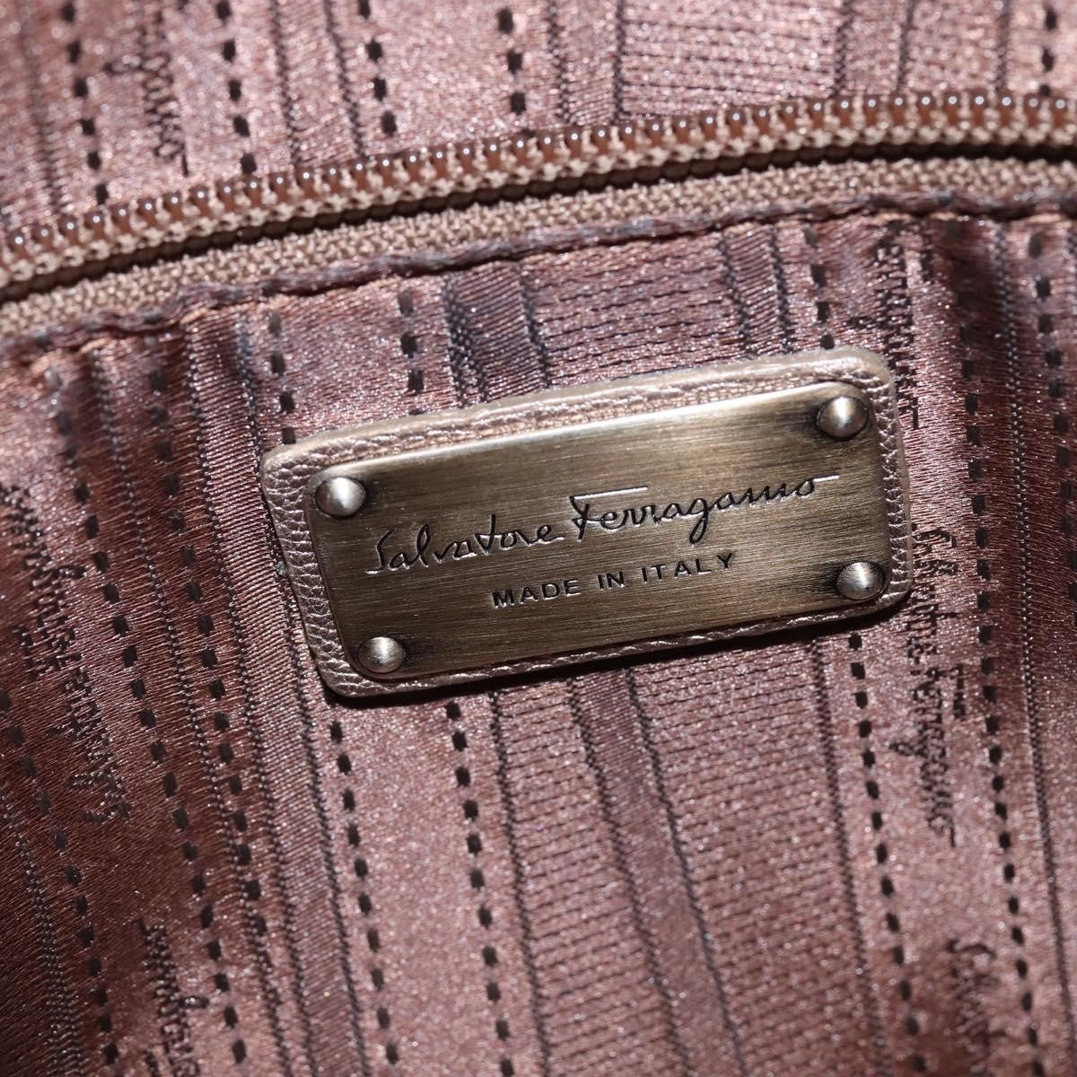 Salvatore Ferragamo Salvatore Ferragamo Gancini Hand Bag Leather 2way Beige Gold Authentic BA5964