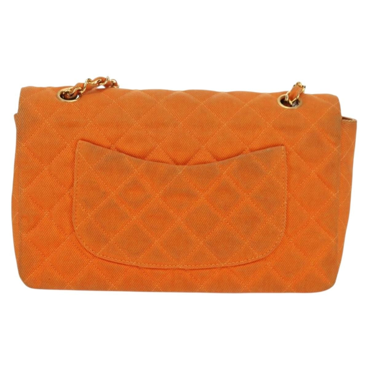 Chanel CHANEL Matelasse 25 Chain Shoulder Bag Corduroy Orange Gold CC Authentic 179800V