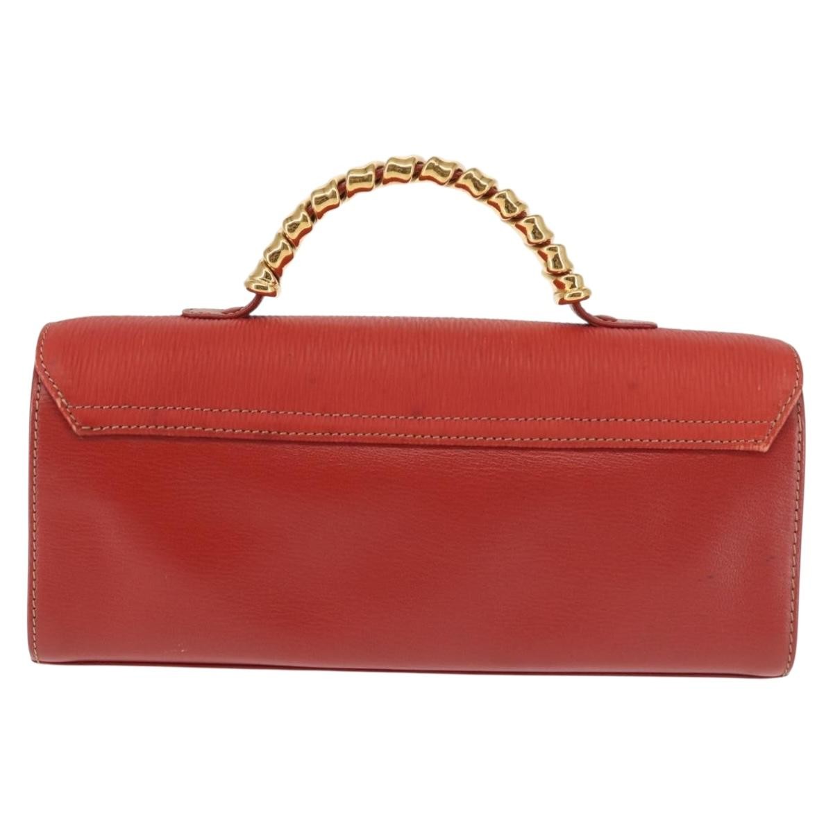 Loewe LOEWE Velazquez Hand Bag Leather Red Gold Authentic BA6367