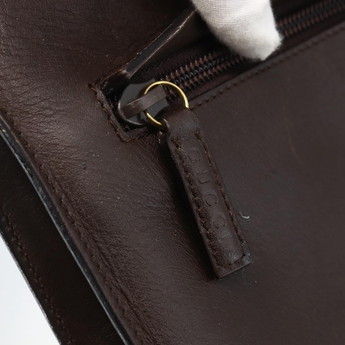 Gucci GUCCI Hand Bag Leather Brown Gold 002 0347 Authentic 151640