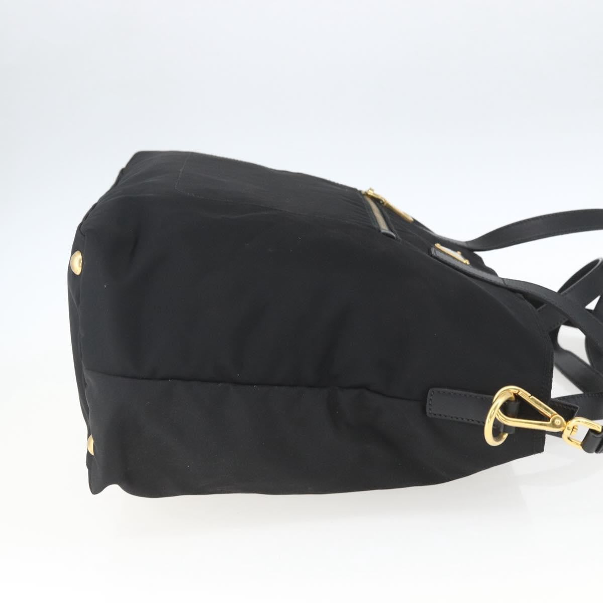 Prada PRADA Tote Bag Nylon 2way Black Gold Authentic ep12892