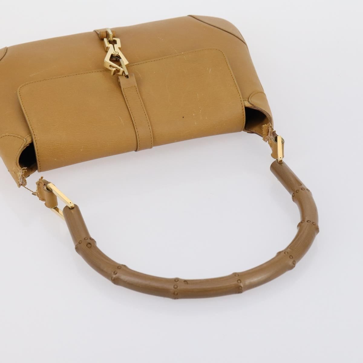 Gucci GUCCI GG Canvas Shoulder Bag Leather 3 Set Beige Dark Brown Authentic 152612