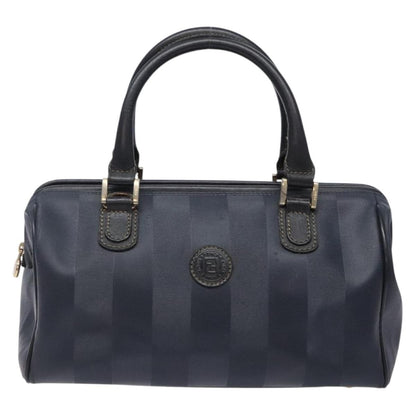 Fendi FENDI Pecan Canvas Hand Bag Navy Gold Authentic ep10858