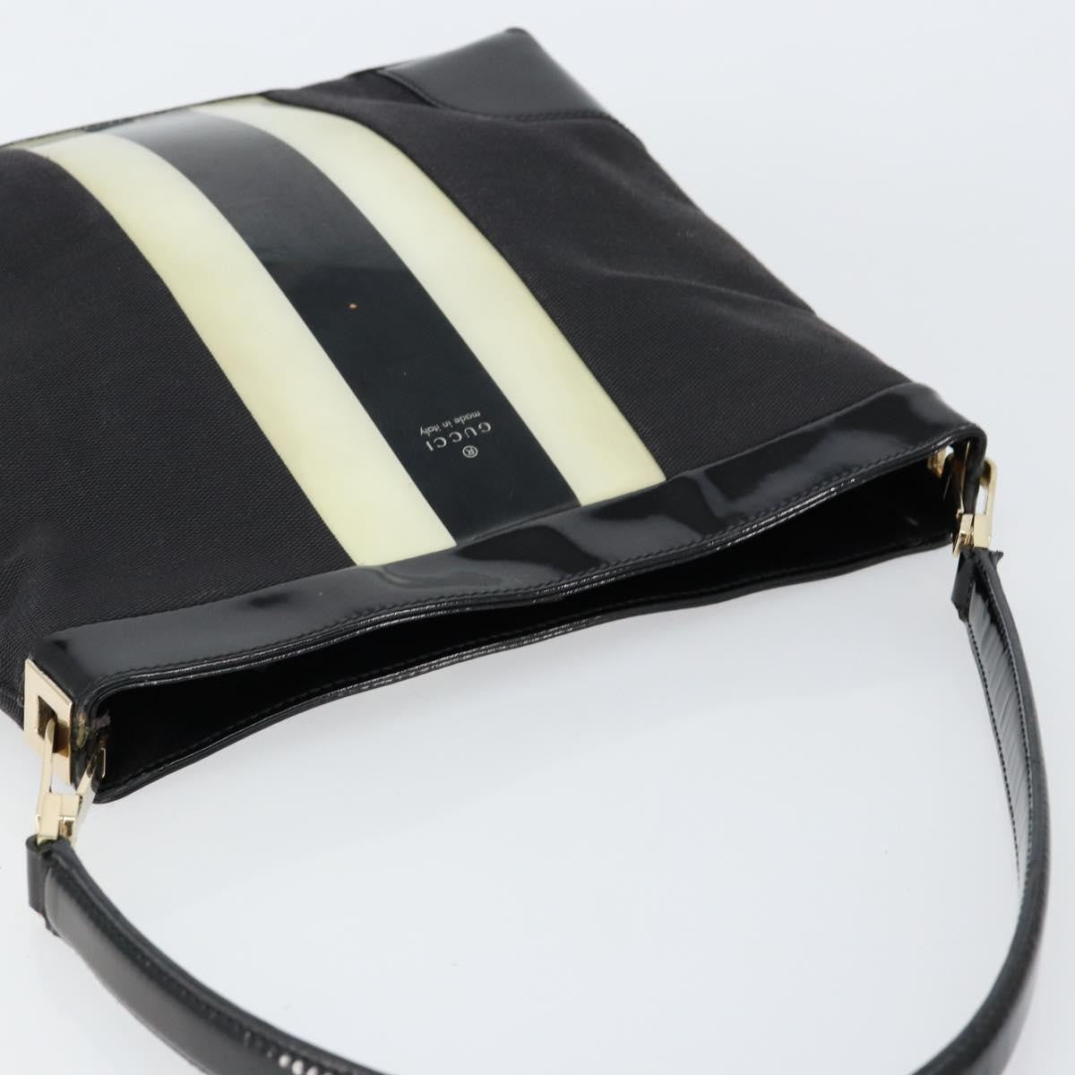 Gucci GUCCI Shoulder Bag Enamel Canvas Black Gold 001 4231 Authentic 121347