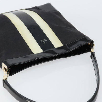 Gucci GUCCI Shoulder Bag Enamel Canvas Black Gold 001 4231 Authentic 121347