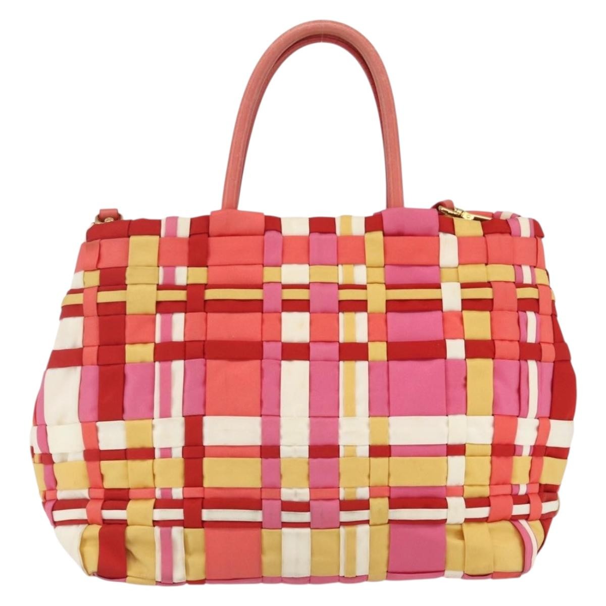Prada PRADA Hand Bag Nylon 2way Red Gold Authentic 164691