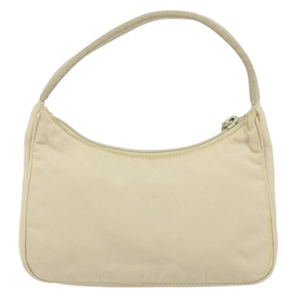 Prada PRADA Hand Bag Nylon Ivory Silver Authentic 163192