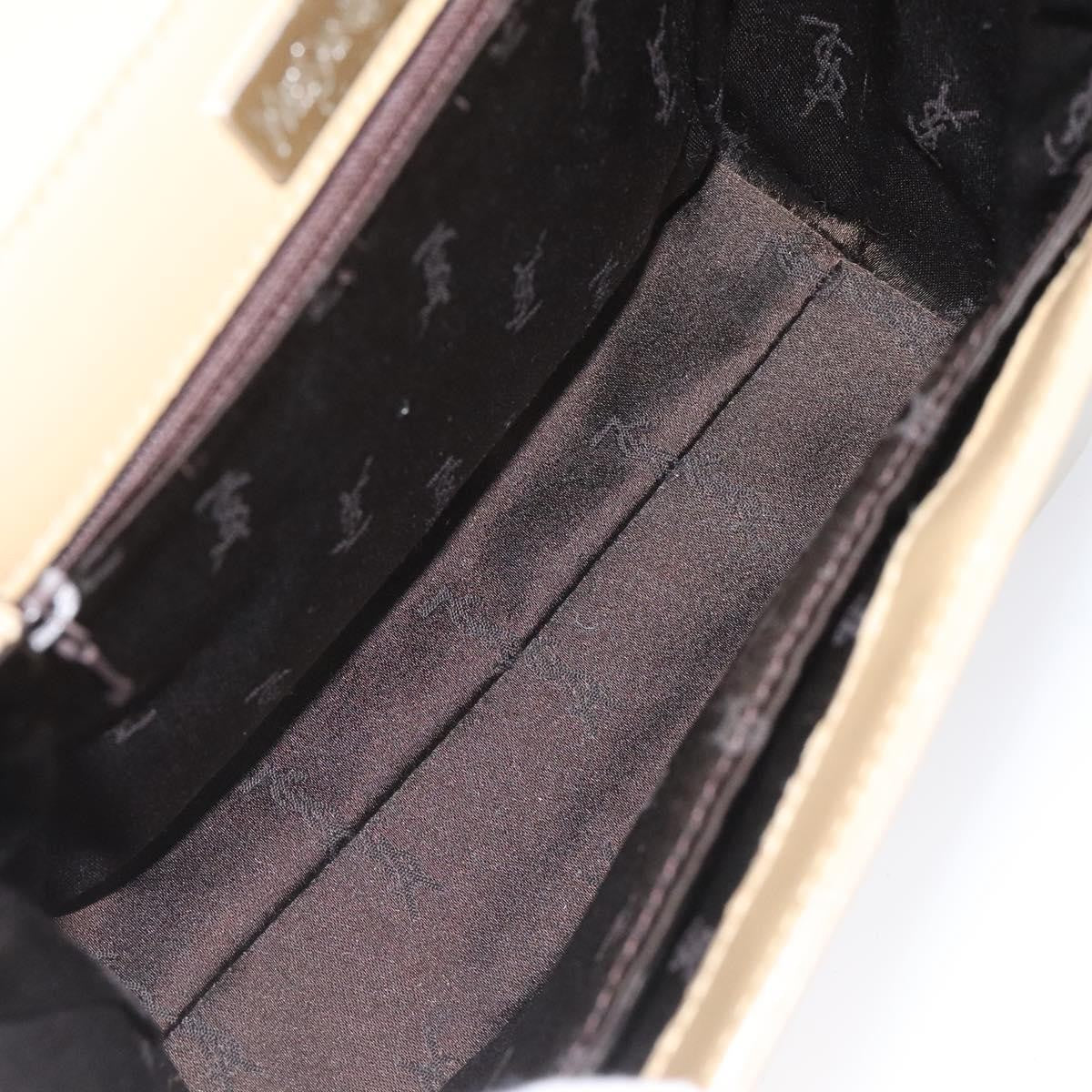 Saint Laurent SAINT LAURENT Shoulder Bag Leather Beige Silver Authentic bs23487