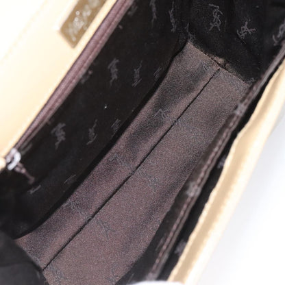Saint Laurent SAINT LAURENT Shoulder Bag Leather Beige Silver Authentic bs23487