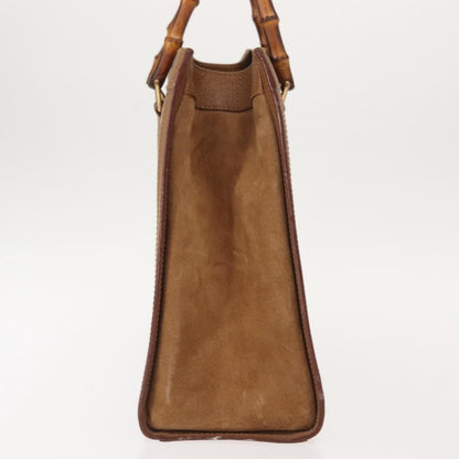 Gucci GUCCI Bamboo Hand Bag Suede Leather Beige Gold 002 123 0260 Authentic ep11567