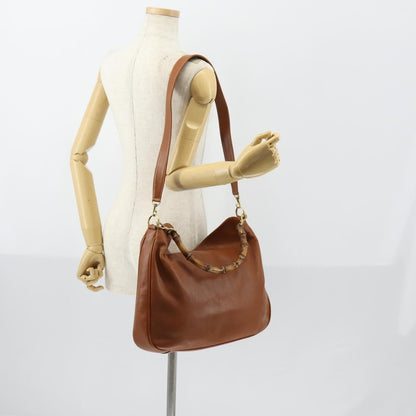 Gucci GUCCI Bamboo Shoulder Bag Leather 2way Brown Gold 001 2852 1577 0 Authentic ep12095