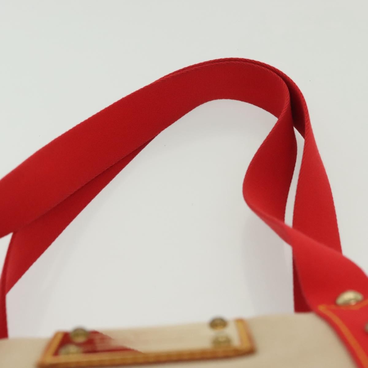 Louis Vuitton LOUIS VUITTON Antigua Cabas MM Tote Bag Beige Red M40035 LV Authentic 137278