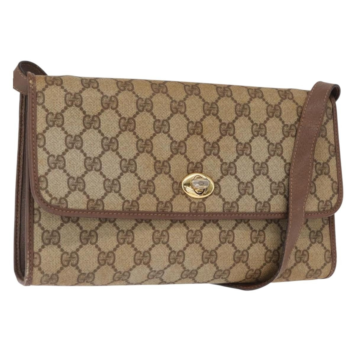 Gucci GUCCI GG Supreme Shoulder Bag PVC Beige Gold 004 115 6197 Authentic 162108