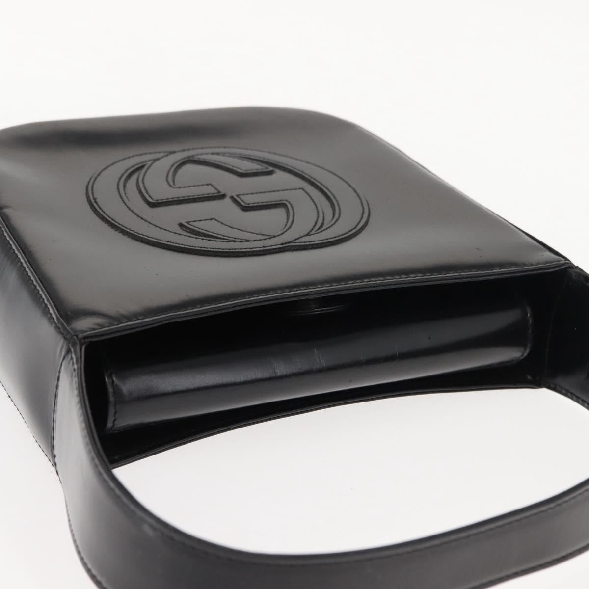 Gucci GUCCI Shoulder Bag Enamel Black Silver Authentic fm4926