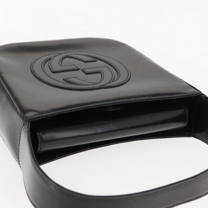 Gucci GUCCI Shoulder Bag Enamel Black Silver Authentic fm4926
