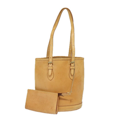 Louis Vuitton LOUIS VUITTON Nomad leather Bucket PM Shoulder Bag Beige M85001 LV Authentic 80351