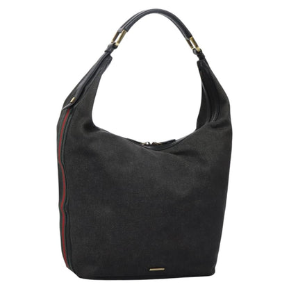Gucci GUCCI Web Sherry Line Shoulder Bag Denim Black Red Green 73884 Authentic am8160