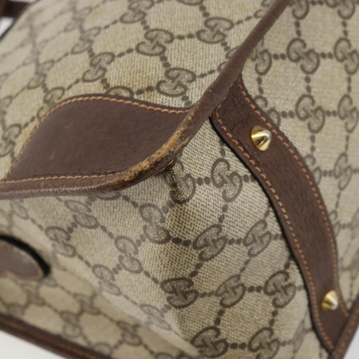 Gucci GUCCI GG Supreme Web Sherry Line Hand Bag PVC 2way Beige Gold Authentic ti3926