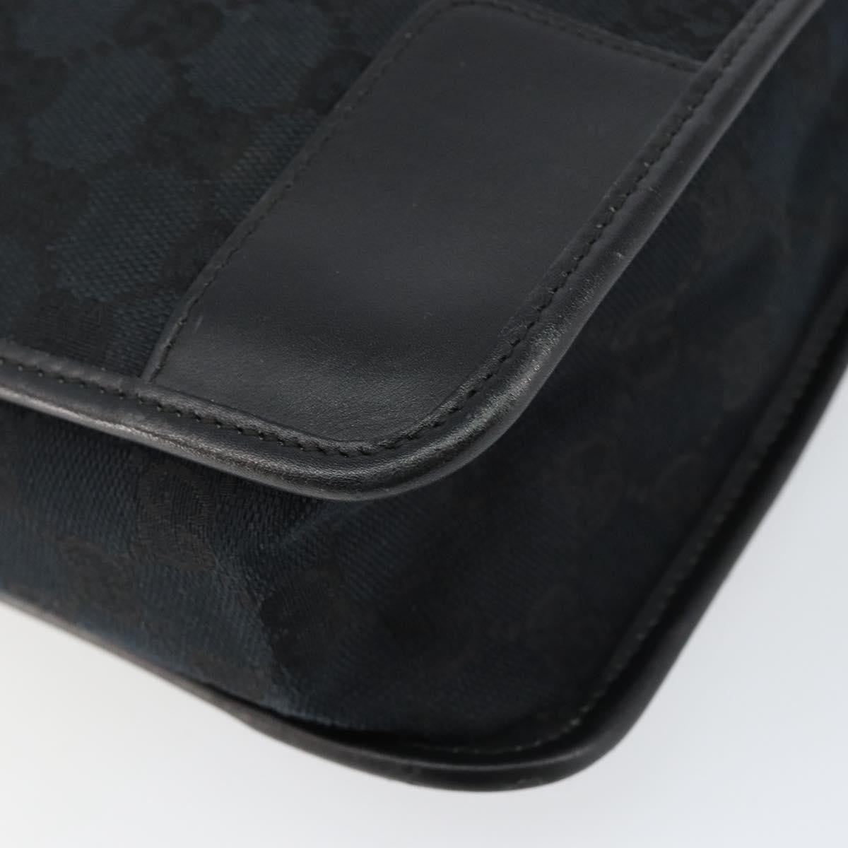 Gucci GUCCI GG Canvas Shoulder Bag Black Silver 001 4205 Authentic 143772