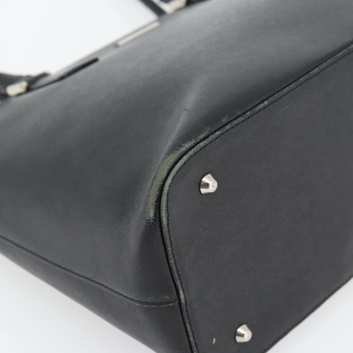 Burberry BURBERRY Tote Bag Leather Black Silver Authentic 182424