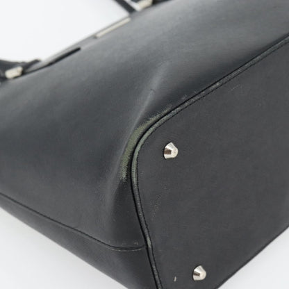Burberry BURBERRY Tote Bag Leather Black Silver Authentic 182424