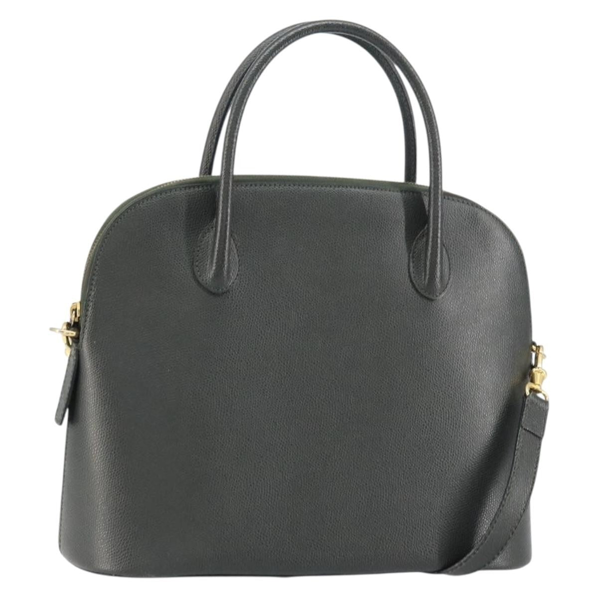 Celine CELINE Hand Bag Leather 2way Green Gold Authentic 161118