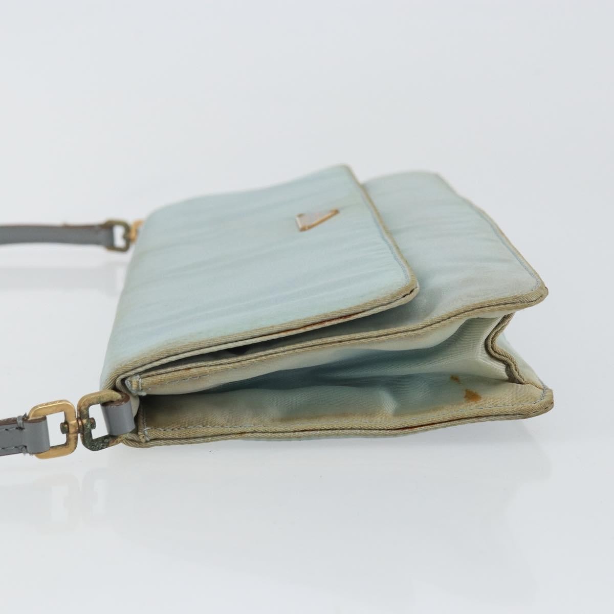 Prada PRADA Shoulder Bag Nylon Light Blue Gold Authentic 143505