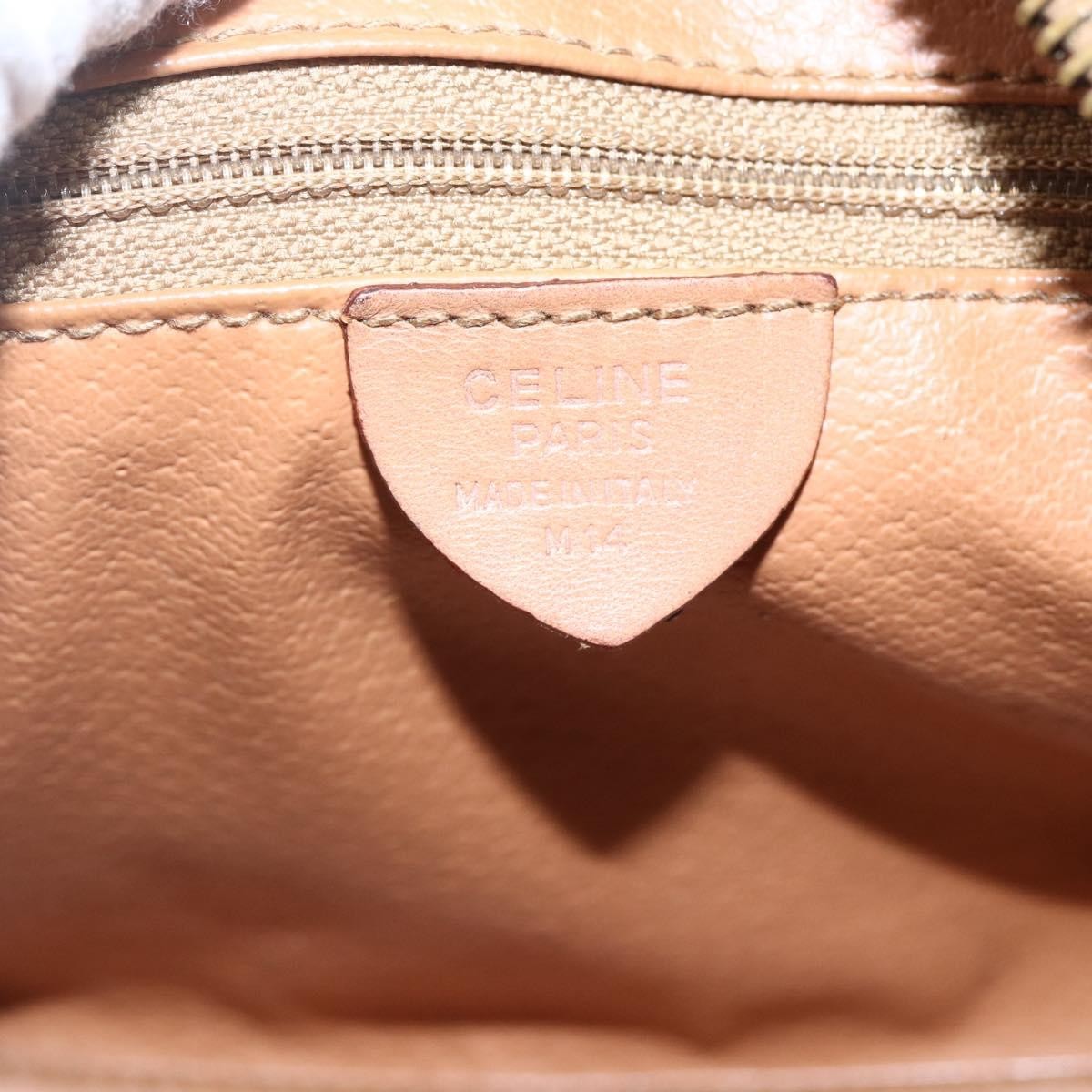 Celine CELINE Macadam Canvas Mini Hand Bag PVC Leather Brown Gold Authentic mr1952