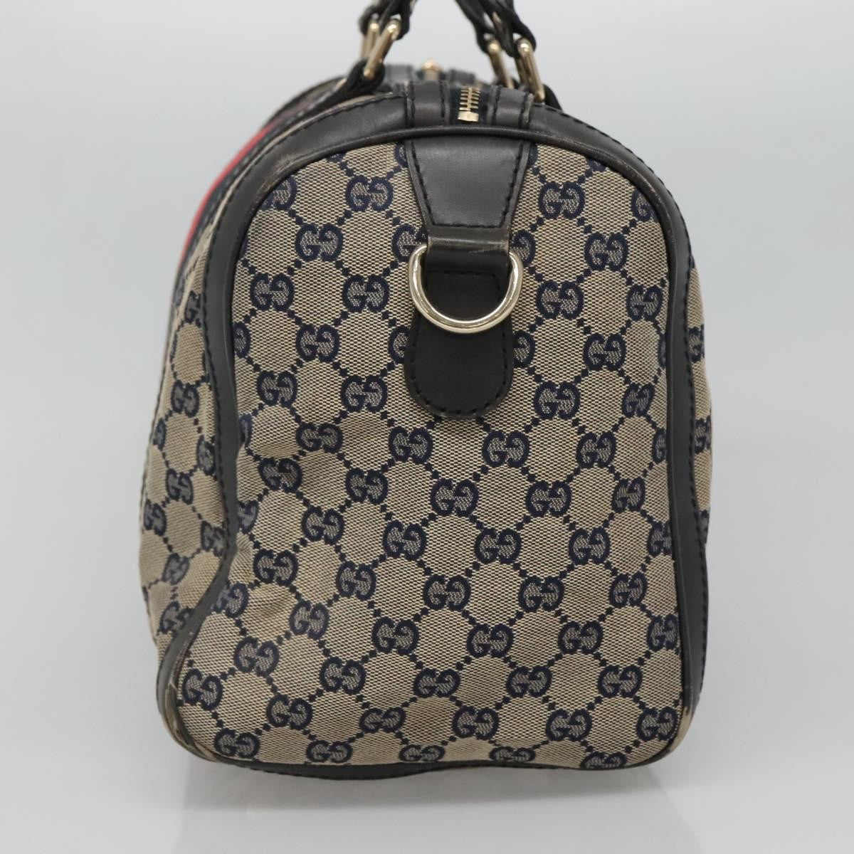 Gucci GUCCI GG Canvas Sherry Line Hand Bag PVC Navy Gold 247205 Authentic 131724