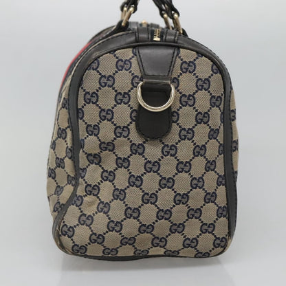 Gucci GUCCI GG Canvas Sherry Line Hand Bag PVC Navy Gold 247205 Authentic 131724