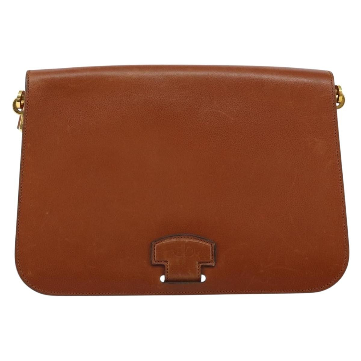 Dior Christian Dior Shoulder Bag Leather Brown Gold Authentic hk3117