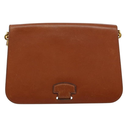 Dior Christian Dior Shoulder Bag Leather Brown Gold Authentic hk3117