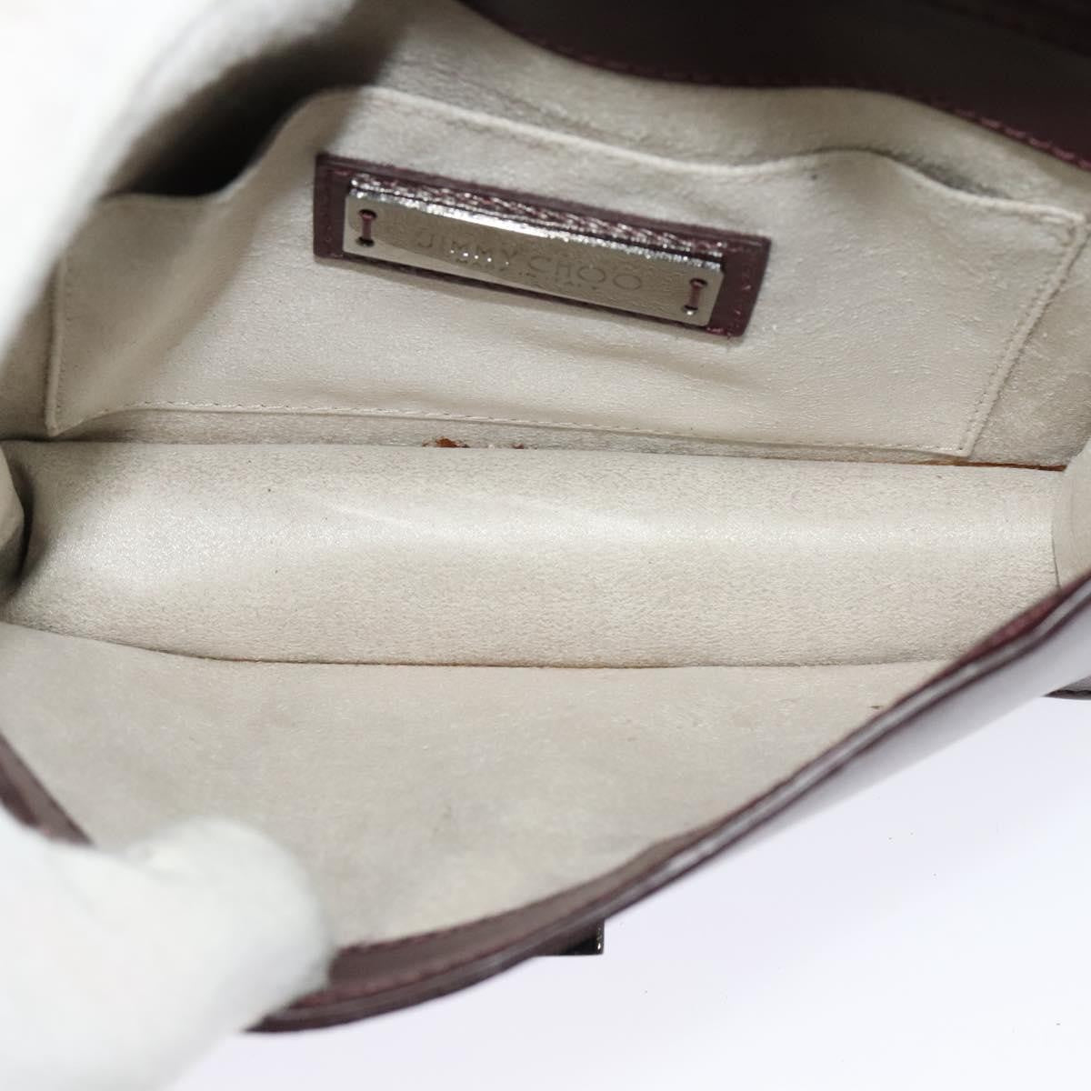 Jimmy Choo Jimmy Choo Hand Bag Leather Bordeaux Silver Authentic BA5034