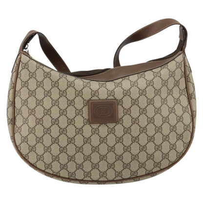 Gucci GUCCI GG Supreme Shoulder Bag PVC Beige Gold Authentic ep12173