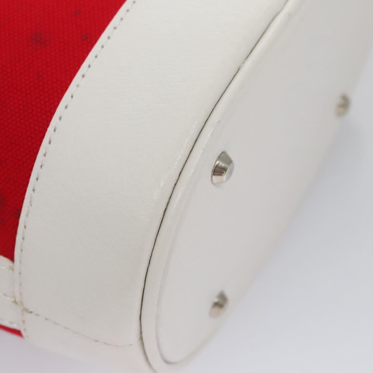 Burberry BURBERRY Blue Label Hand Bag Canvas Leather Red White Silver Authentic 113132