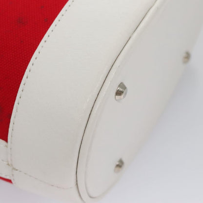 Burberry BURBERRY Blue Label Hand Bag Canvas Leather Red White Silver Authentic 113132