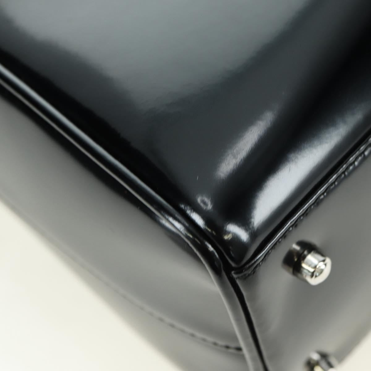 Gucci GUCCI Hand Bag Patent leather 2way Black Silver Authentic 176640