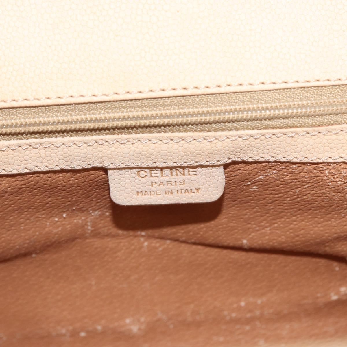 Celine CELINE Hand Bag Leather 2way Beige Gold Authentic 166991