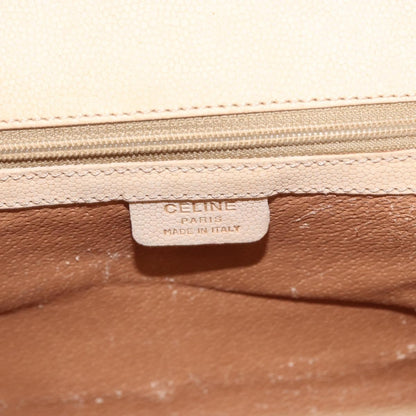 Celine CELINE Hand Bag Leather 2way Beige Gold Authentic 166991