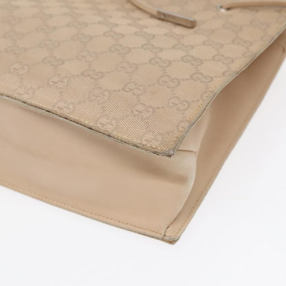Gucci GUCCI GG Canvas Tote Bag Beige Silver 002 1053 Authentic 90509