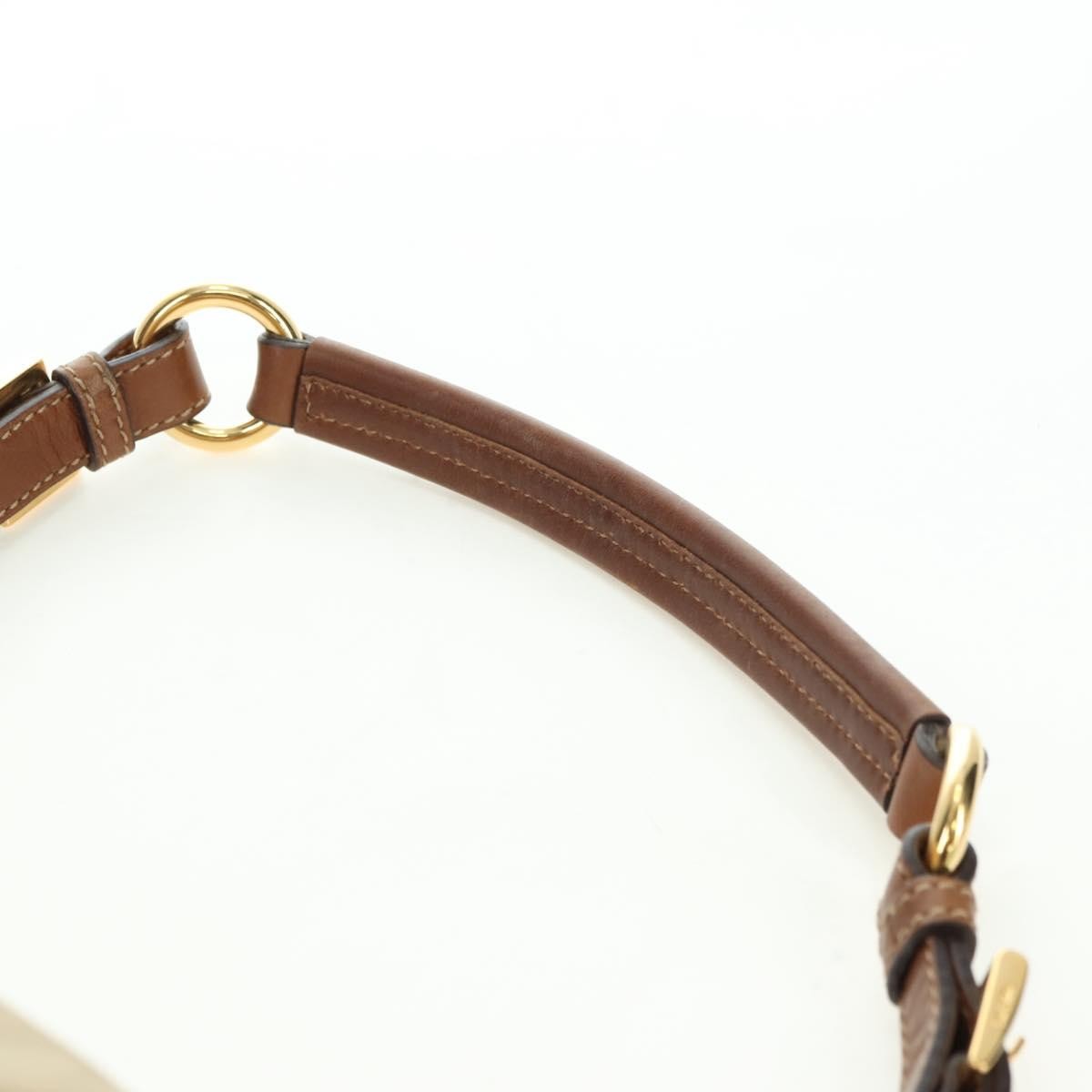 Prada PRADA Hand Bag Nylon Leather Beige Gold Authentic am11645A