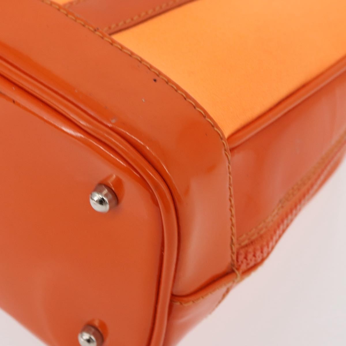 Gucci GUCCI Bamboo Hand Bag Patent leather 2way Orange Silver Authentic 162597