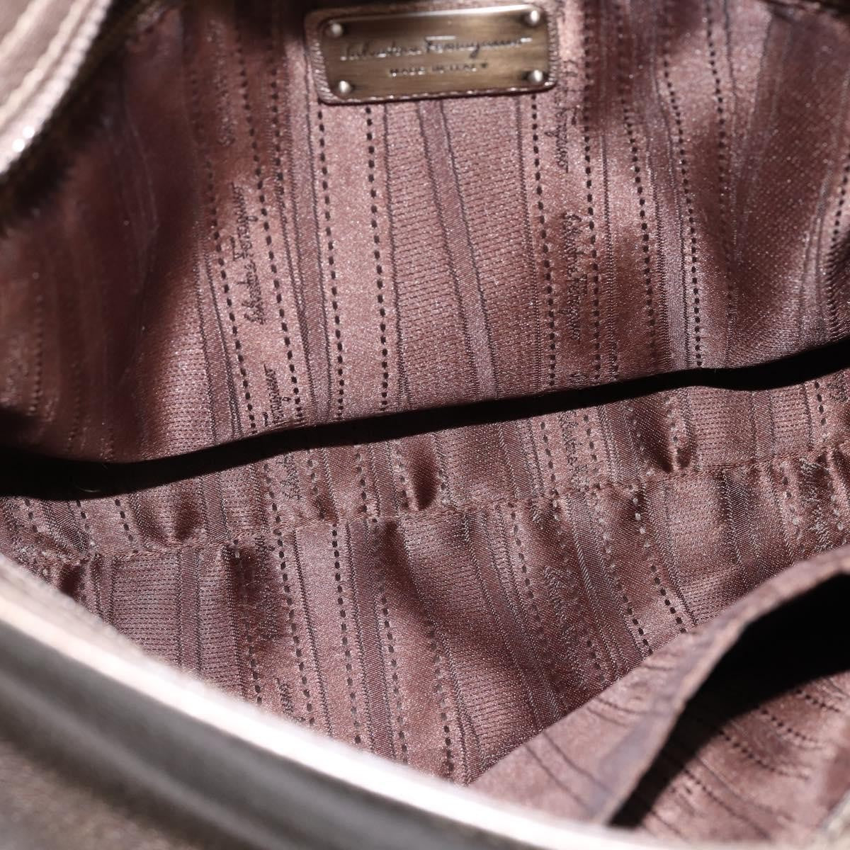 Salvatore Ferragamo Salvatore Ferragamo Gancini Hand Bag Leather 2way Beige Gold Authentic BA5964
