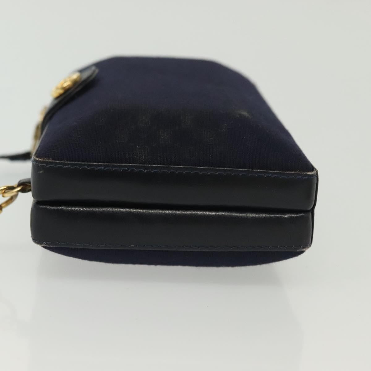 Gucci GUCCI Micro GG Canvas Shoulder Bag Vintage Navy Gold Authentic BA5490