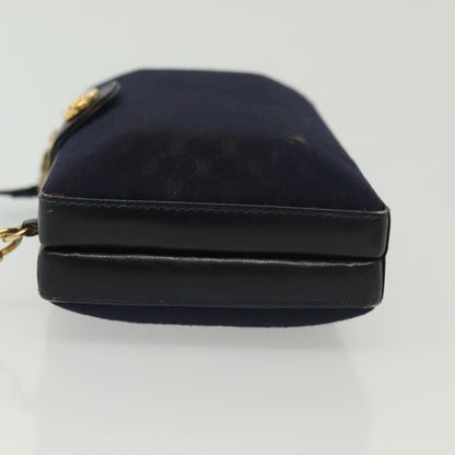 Gucci GUCCI Micro GG Canvas Shoulder Bag Vintage Navy Gold Authentic BA5490