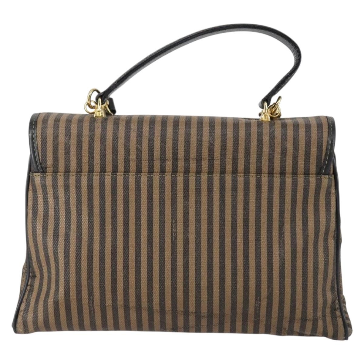 Fendi FENDI Pecan Canvas Hand Bag 2way Black Brown Authentic mr1555