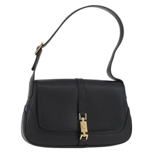 Gucci GUCCI Jackie Shoulder Bag Leather Black Gold 001 3824 Authentic yk20433