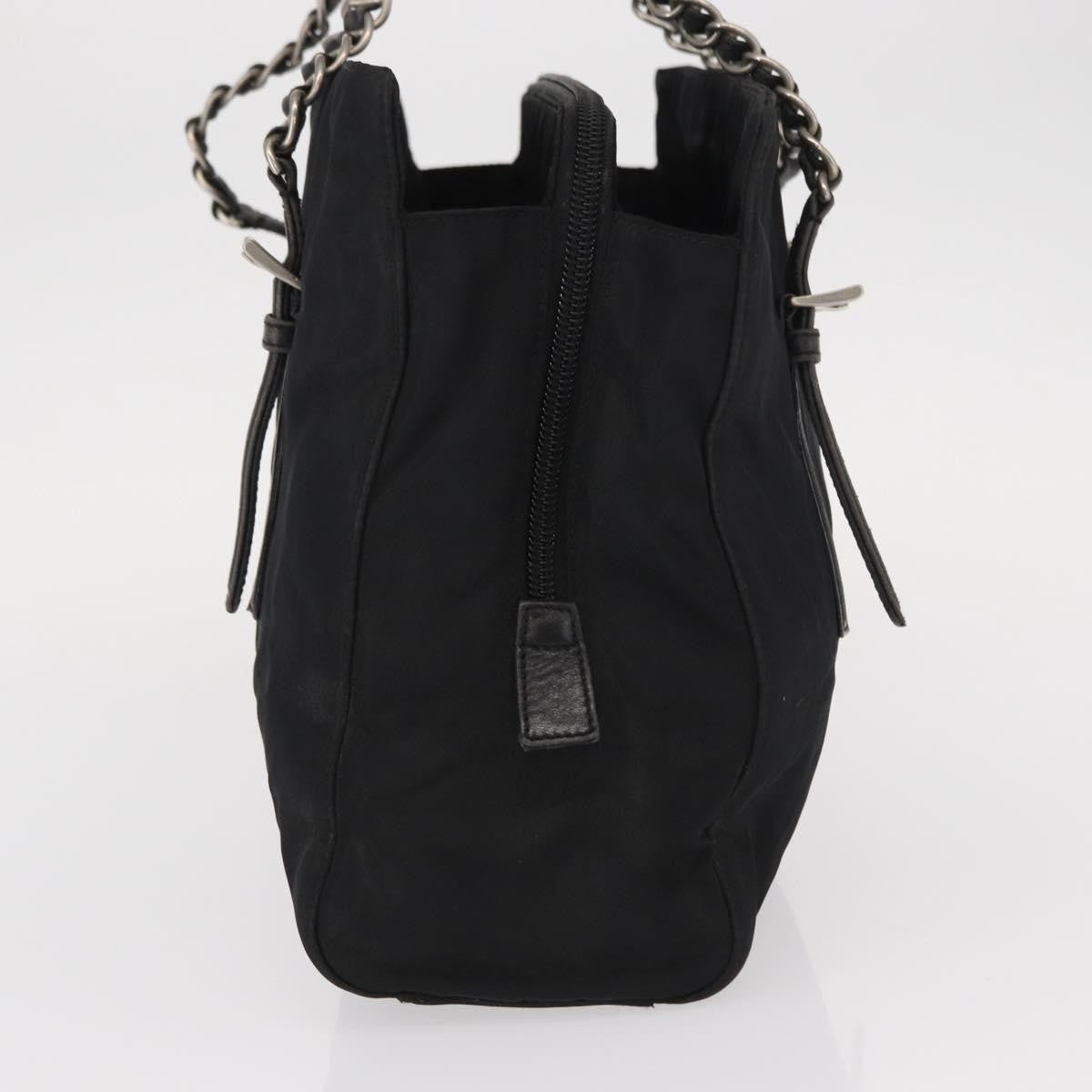 Prada PRADA Chain Shoulder Bag Nylon Black Silver Authentic 153059